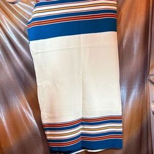 Vintage 80’s double knit fabric sewn into a circle NWT Striped Blue  White 401